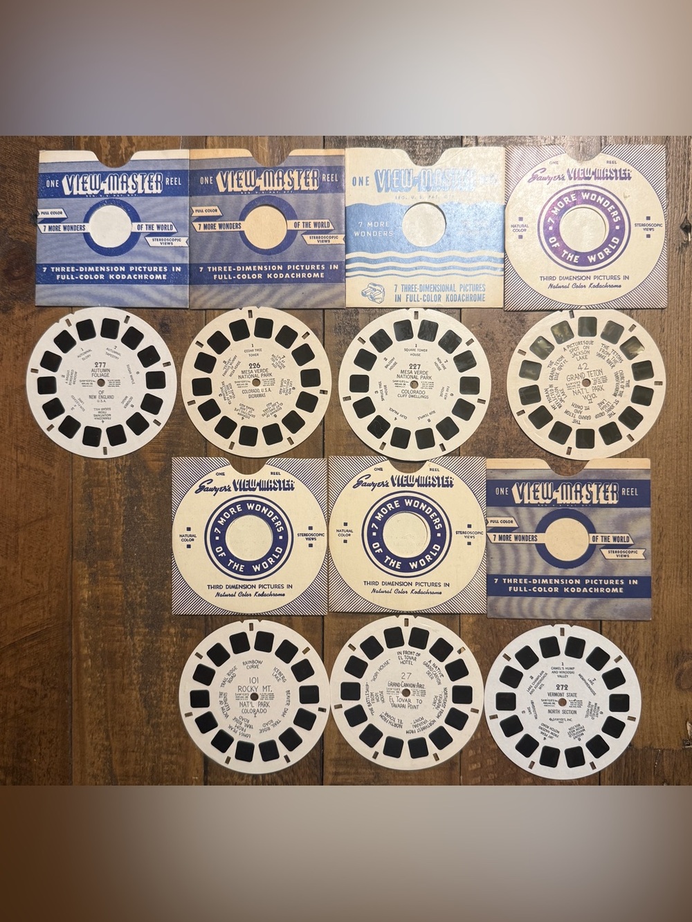Vintage 1940s Sawyer’s View-Master Reels 7-Piece Set  Kodachrome National Parks